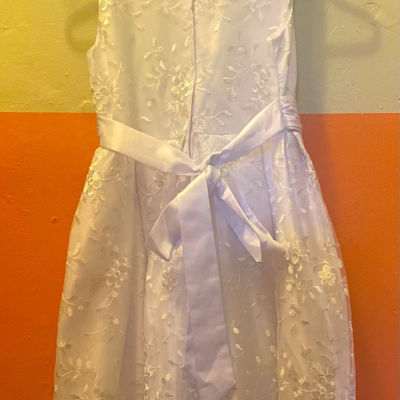 Girls Pink Butterfly-white dress embroidered flowers size 12 - Picture 5 of 7